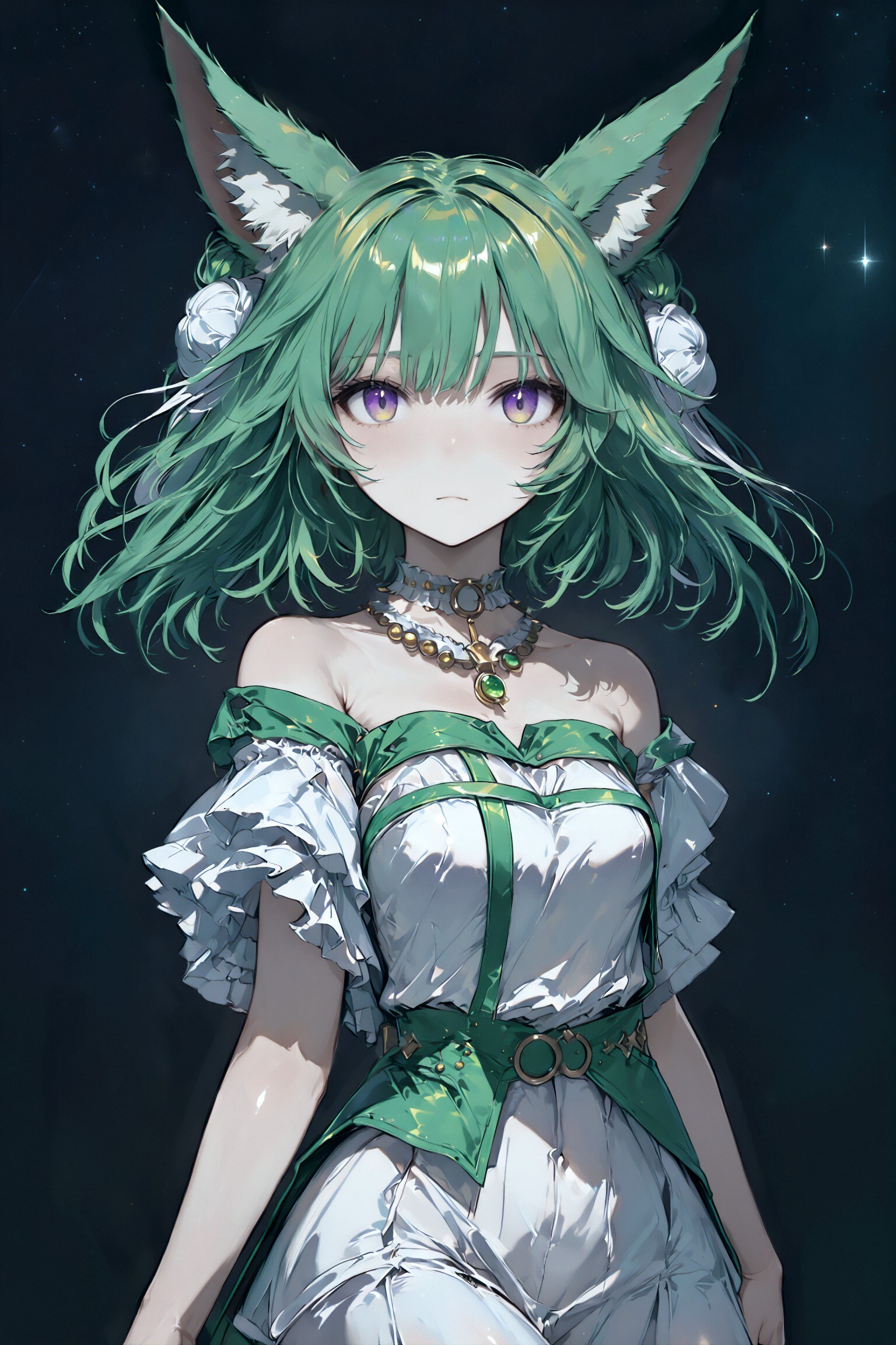 暗闇と緑髪のケモミミ少女