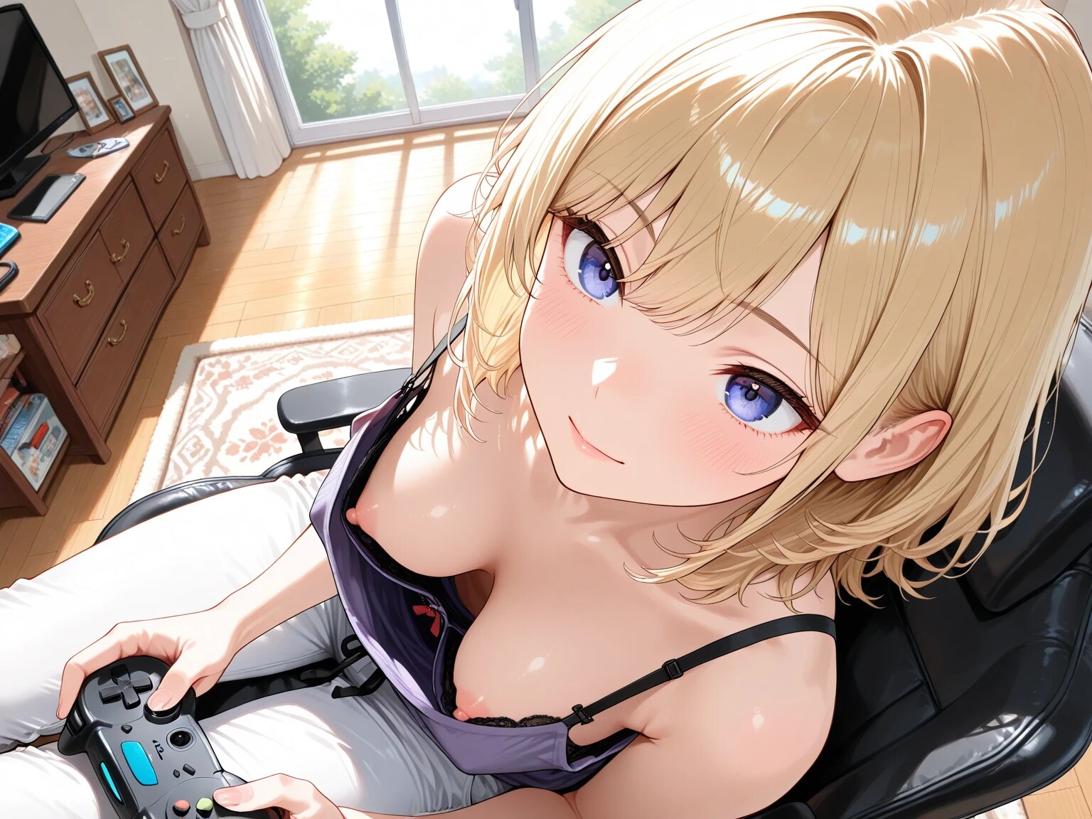 40枚:一緒にゲームしよって胸チラ