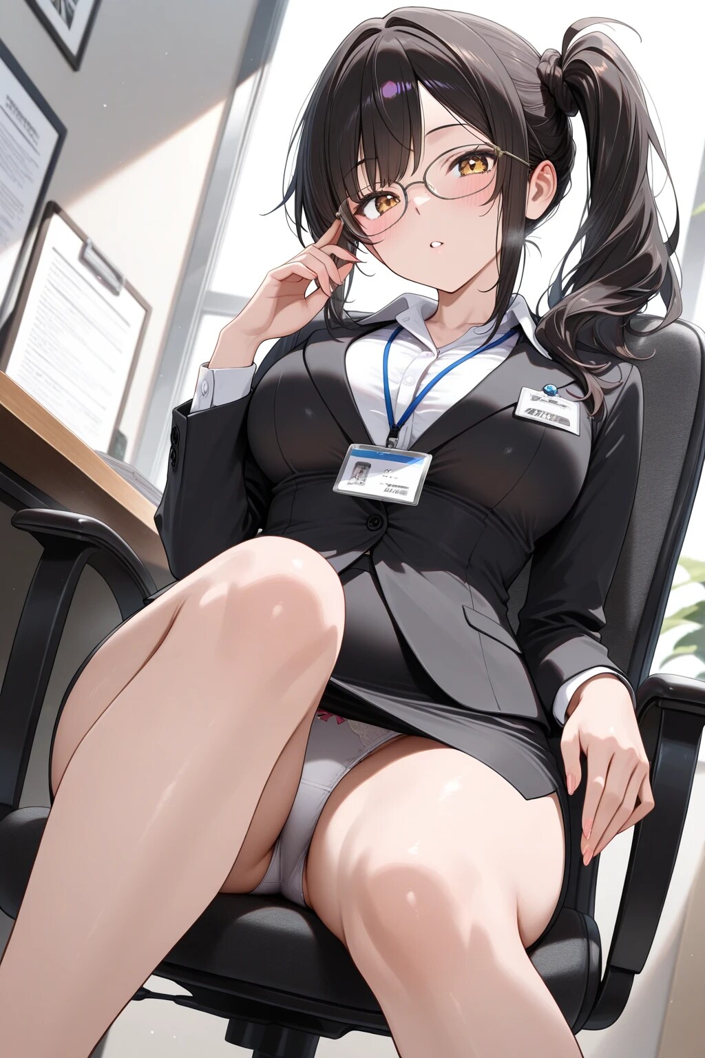 15枚：いろんな画風で眼鏡OLがいろんなパンチラ