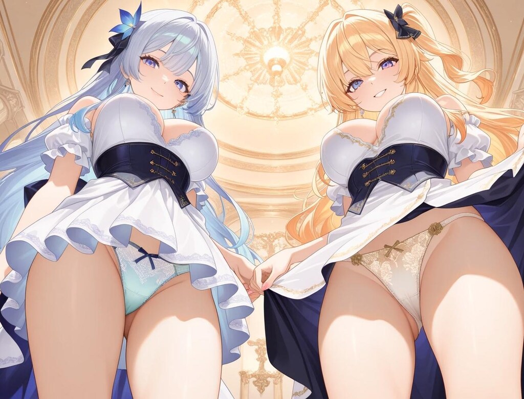 9枚：見上げてWパンチラ