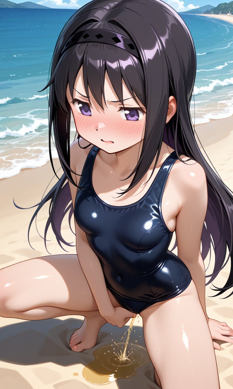 蔵出しおしっこお漏らしチャレンジ【暁美ほ〇ら】（スクール水着）その1