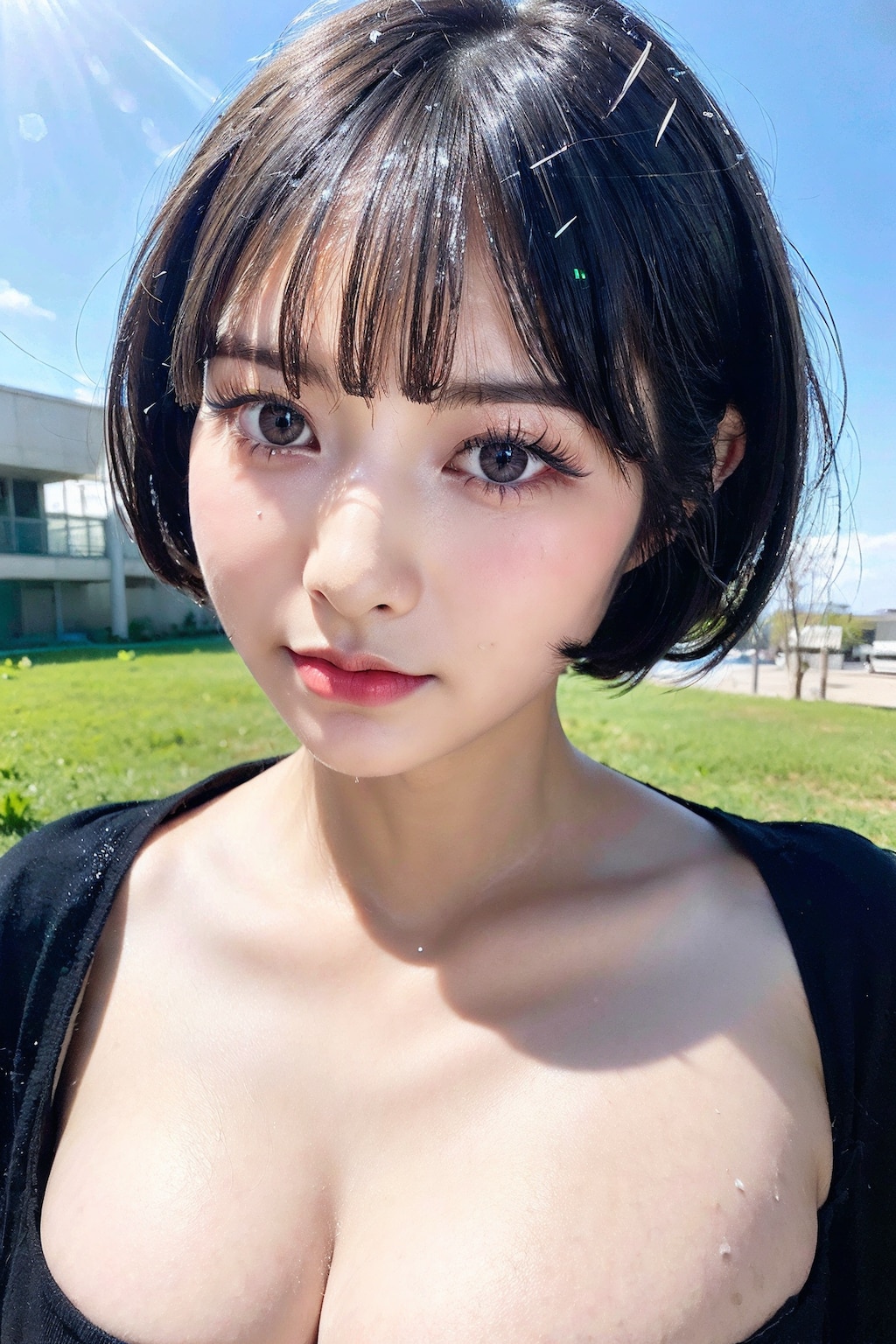 黒衣装(顔に寄りすぎ)