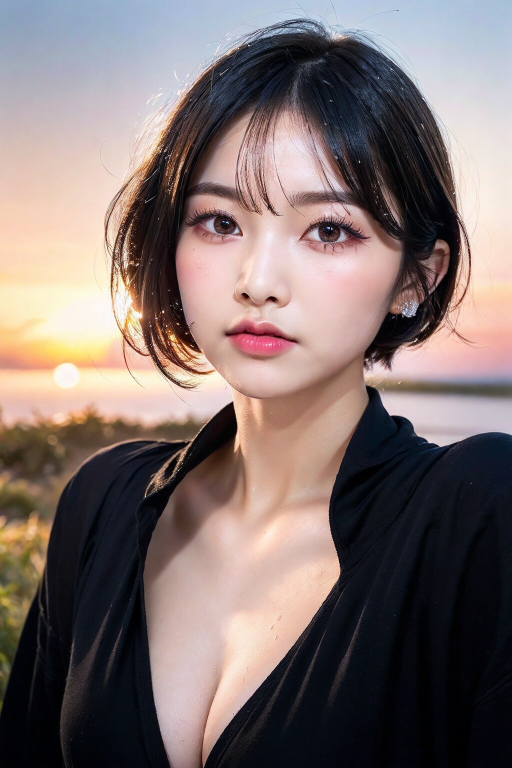 黒衣装(顔に寄りすぎ)