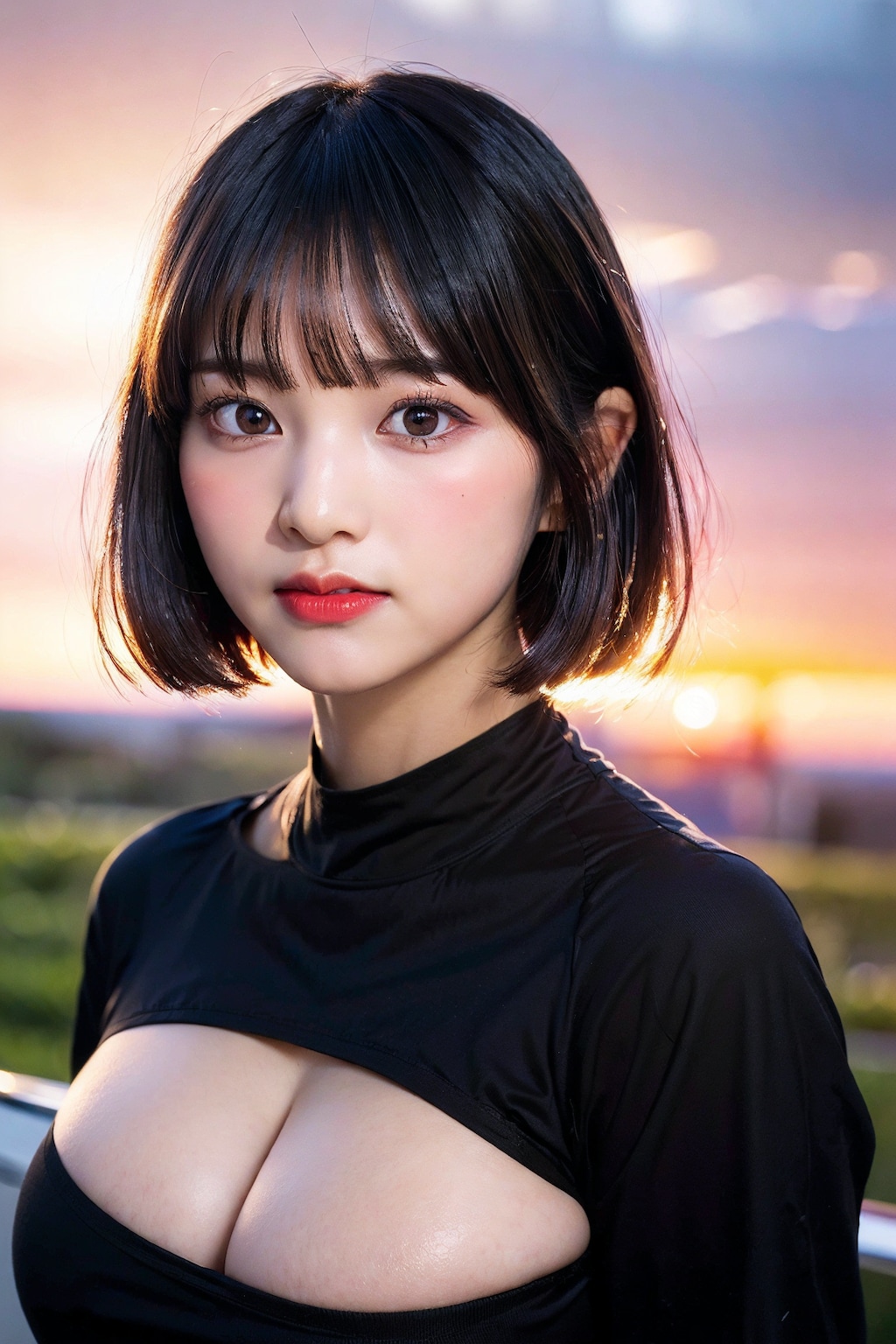 黒衣装(顔に寄りすぎ)