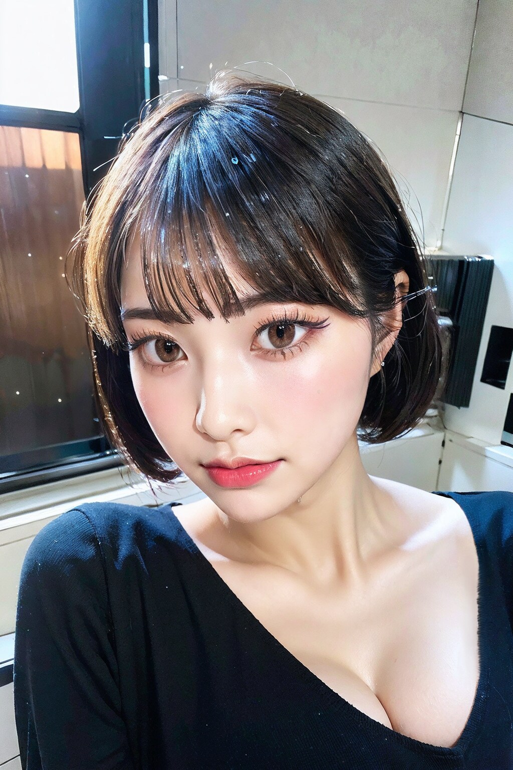 黒衣装(顔に寄りすぎ)