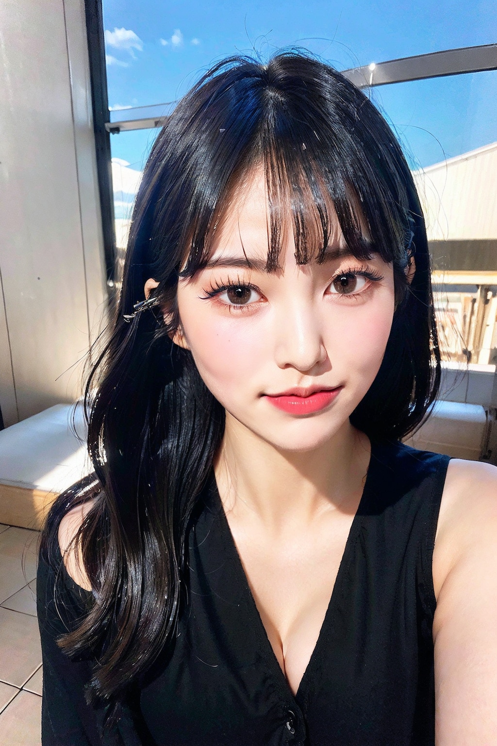 黒衣装(顔に寄りすぎ)