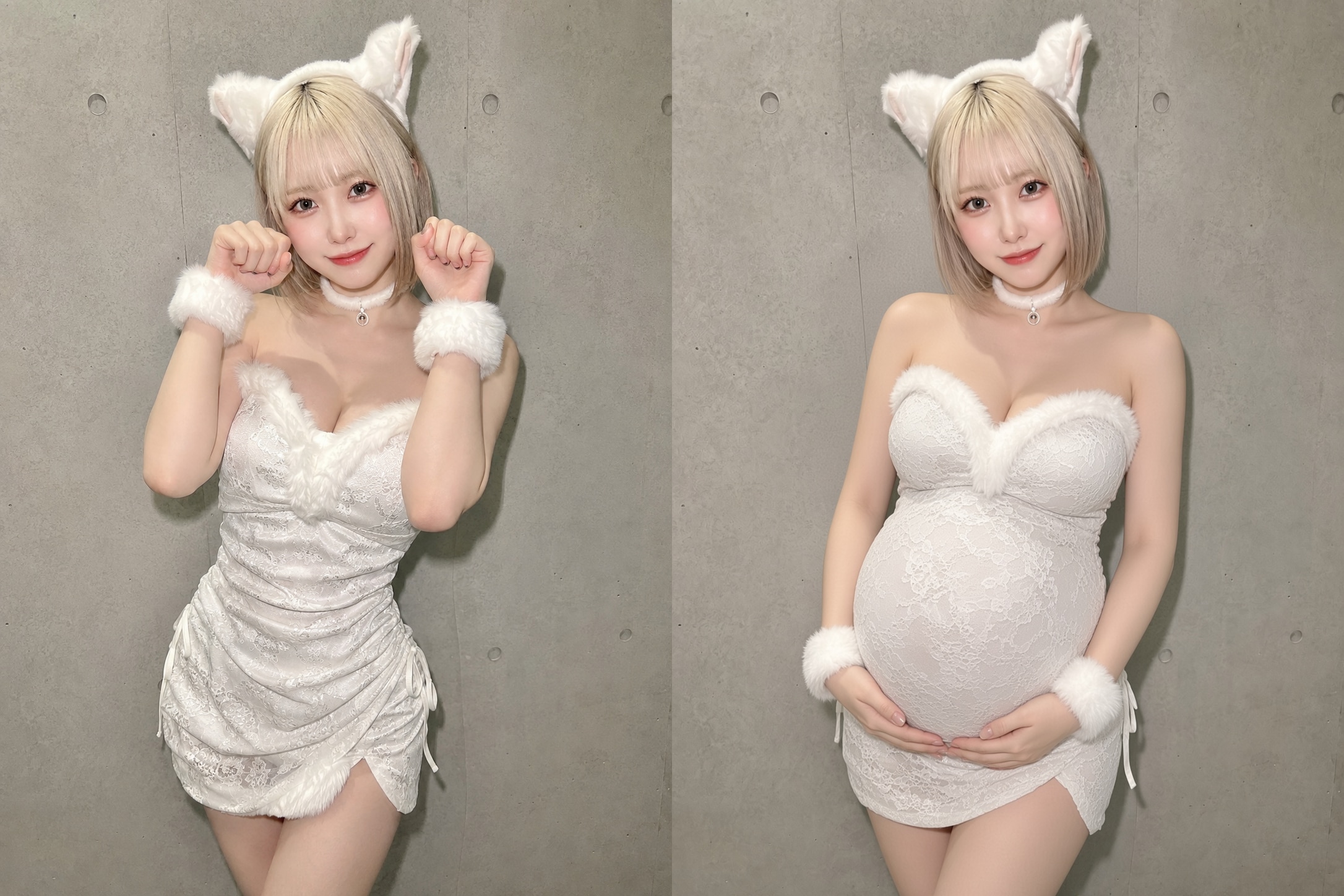 [23枚]猫コス女子の妊娠前後