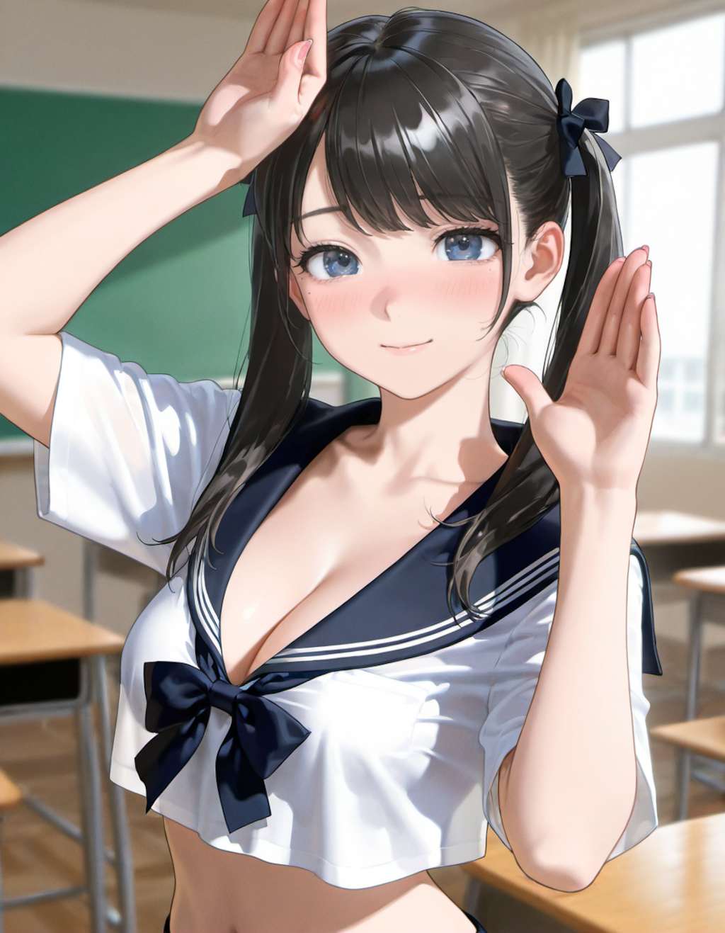 セーラー服でポーズ