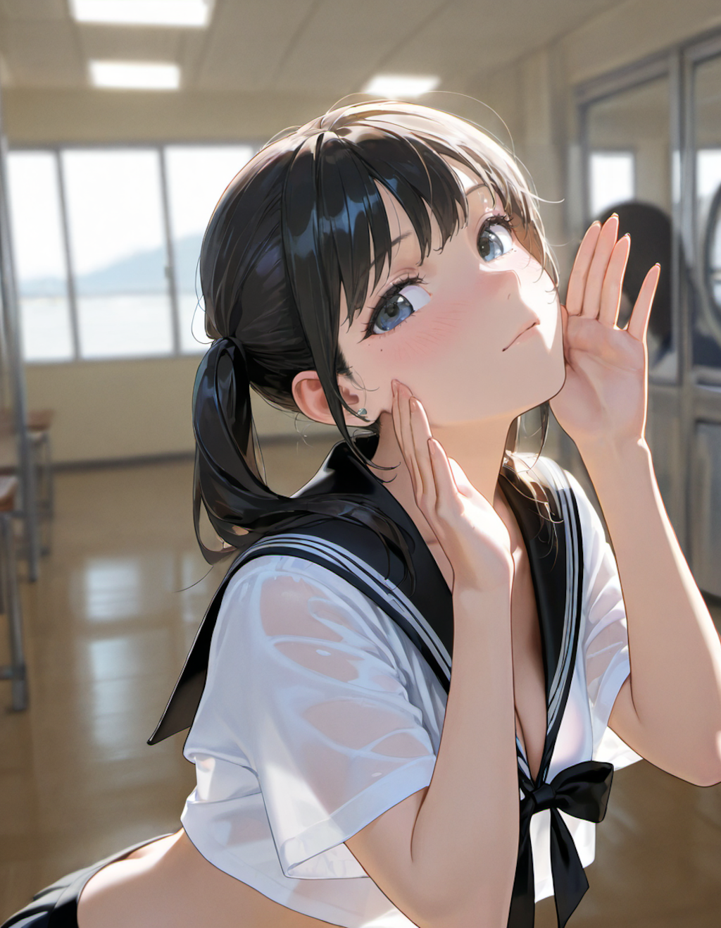 セーラー服でポーズ