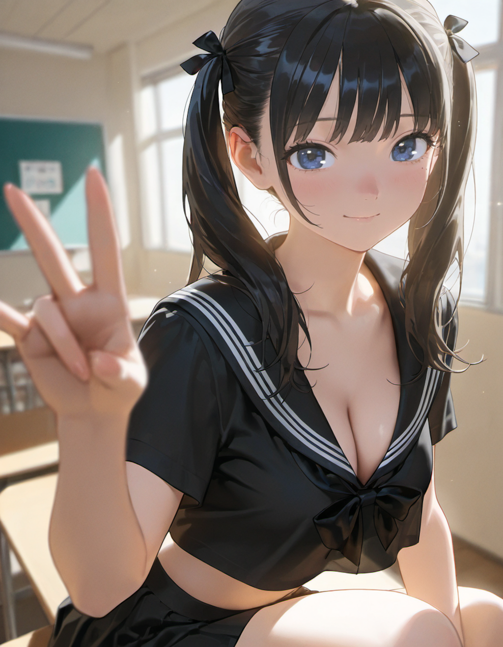 セーラー服でポーズ