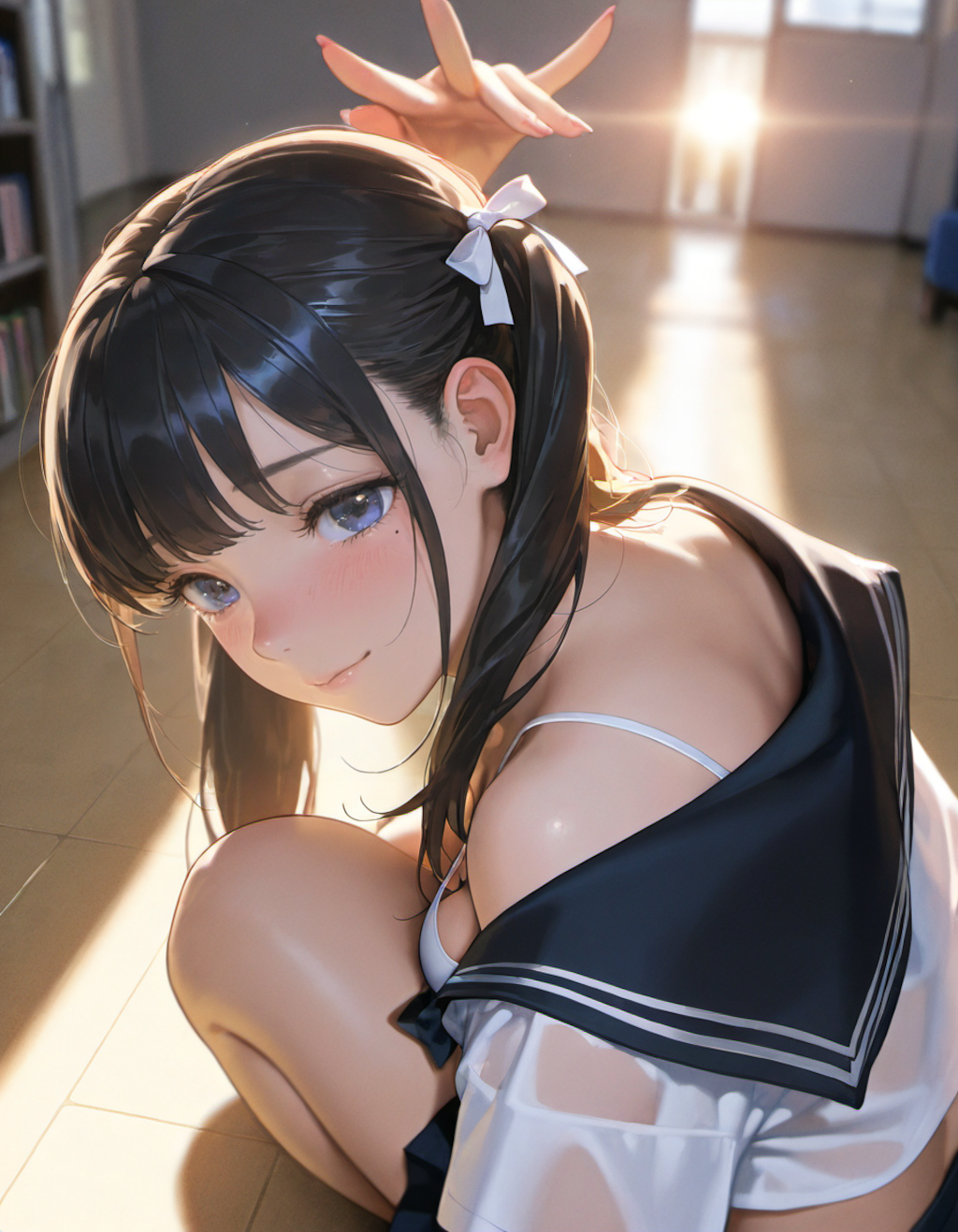 セーラー服でポーズ