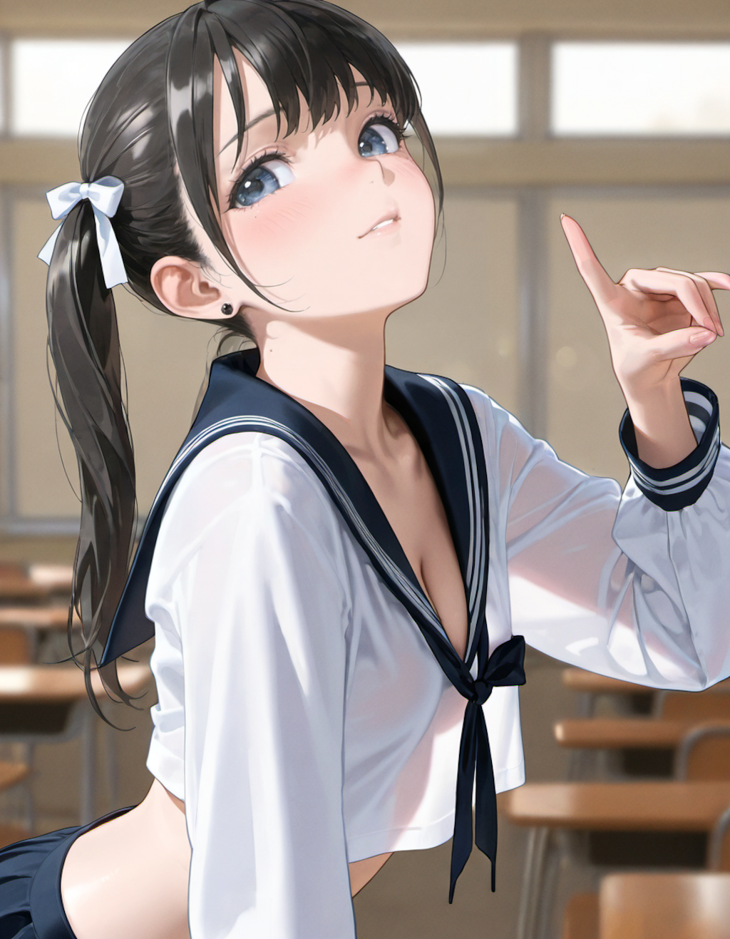 セーラー服でポーズ