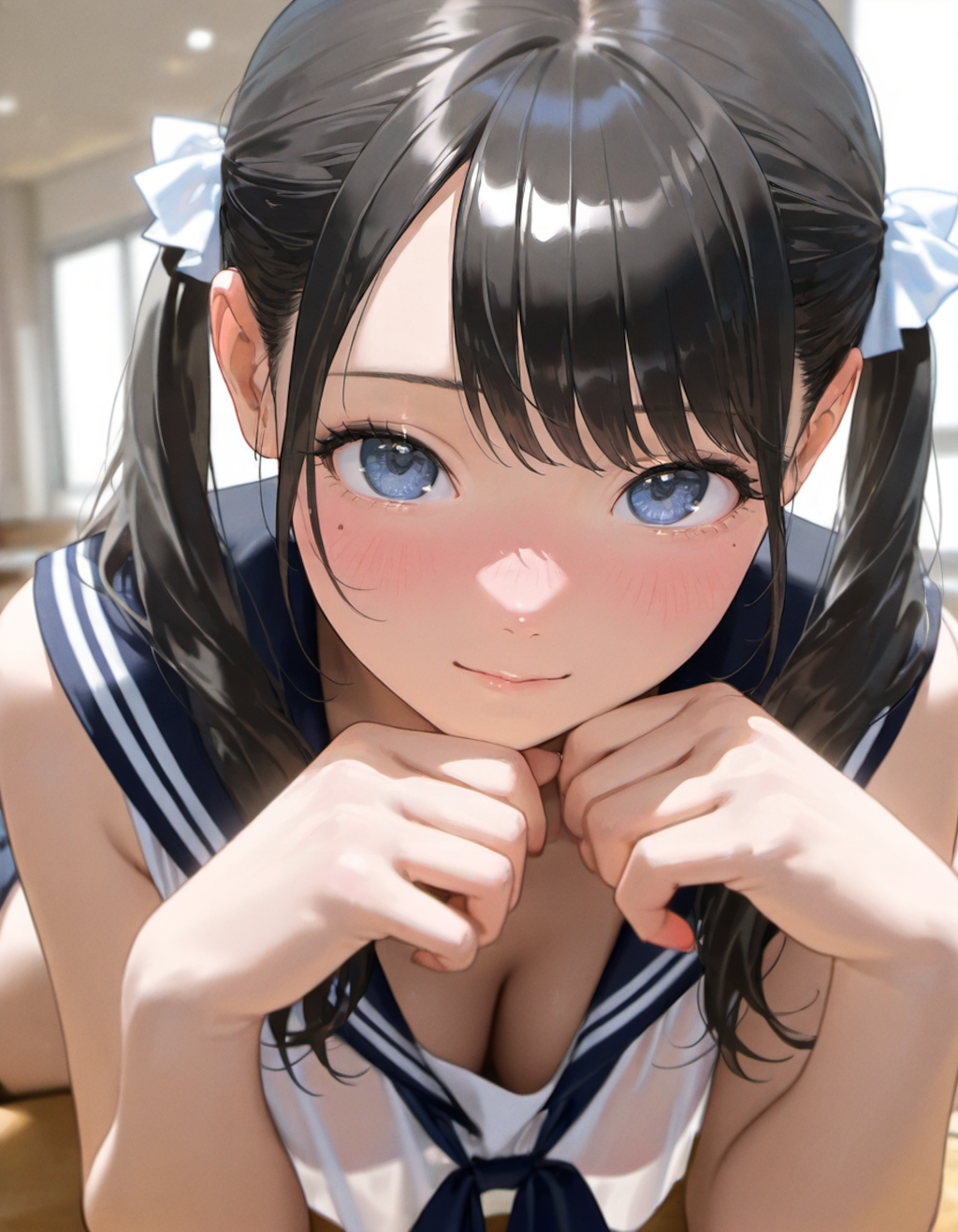 セーラー服でポーズ