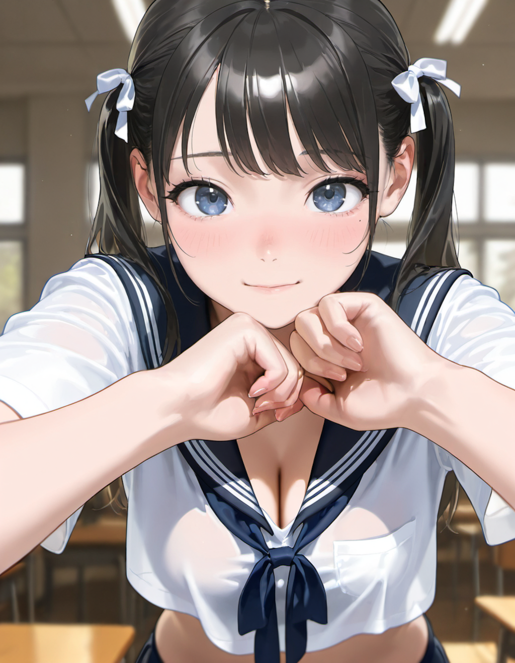 セーラー服でポーズ