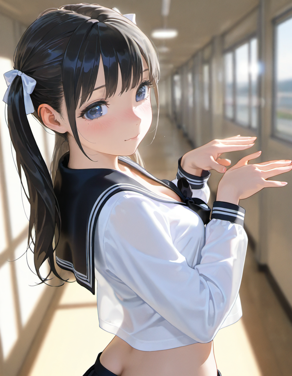 セーラー服でポーズ