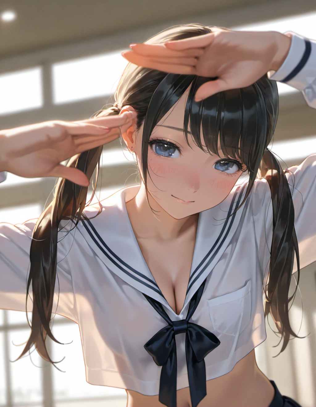 セーラー服でポーズ