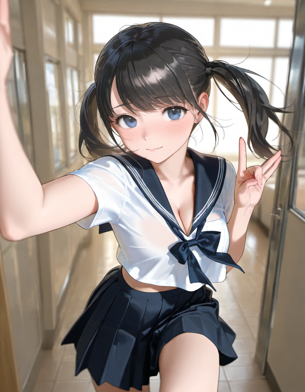 セーラー服でポーズ