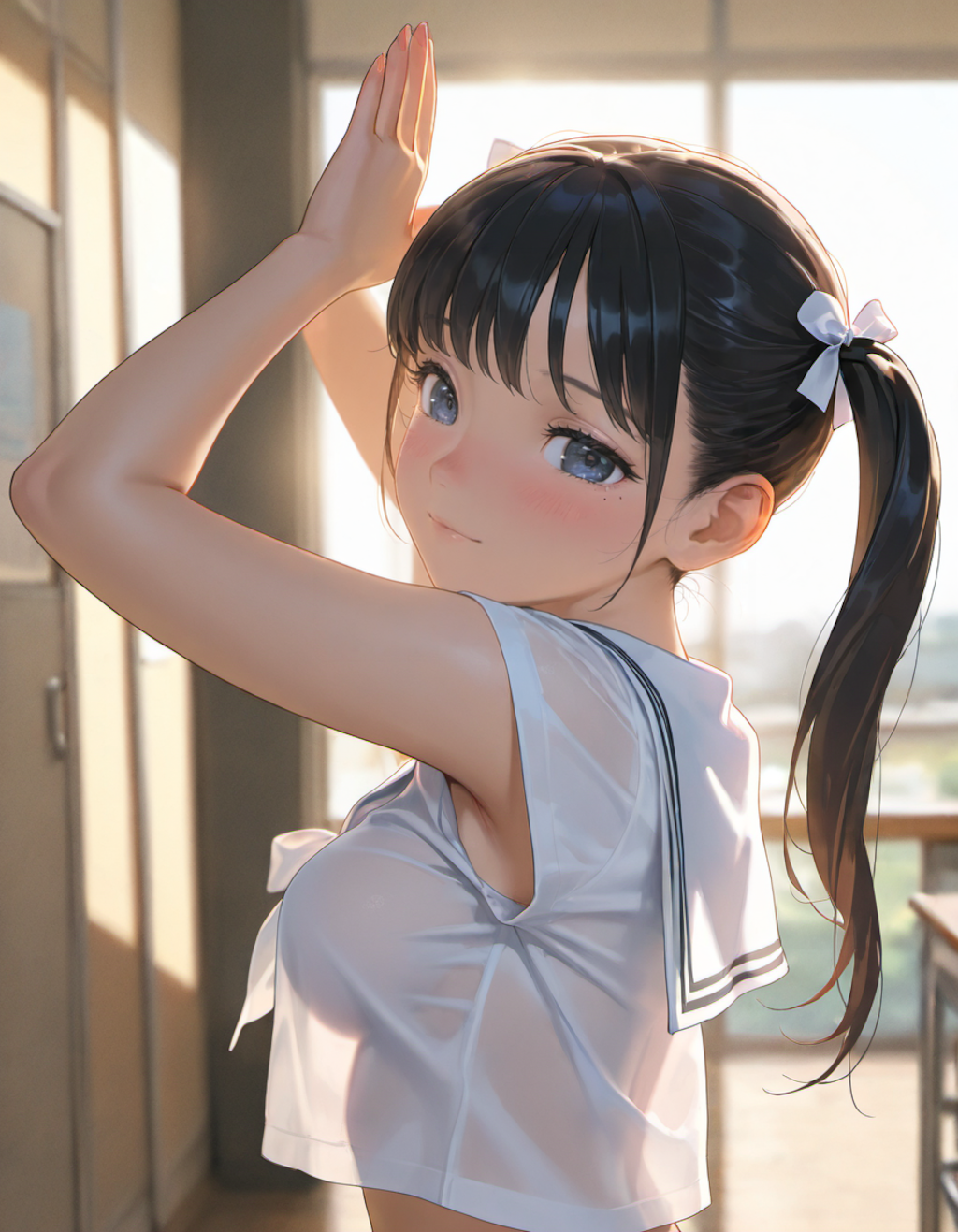セーラー服でポーズ