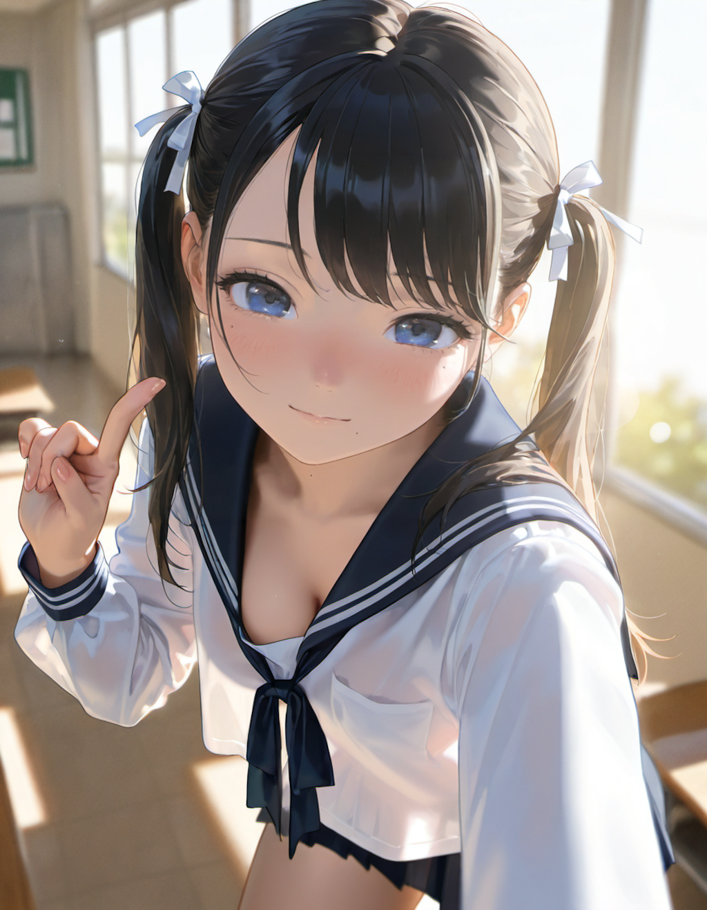 セーラー服でポーズ