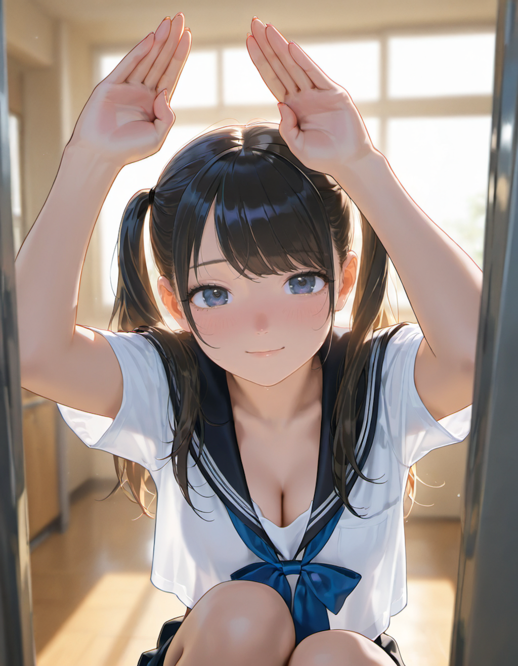 セーラー服でポーズ