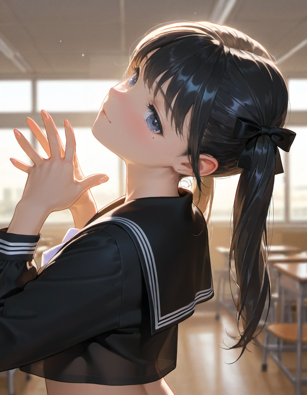 セーラー服でポーズ