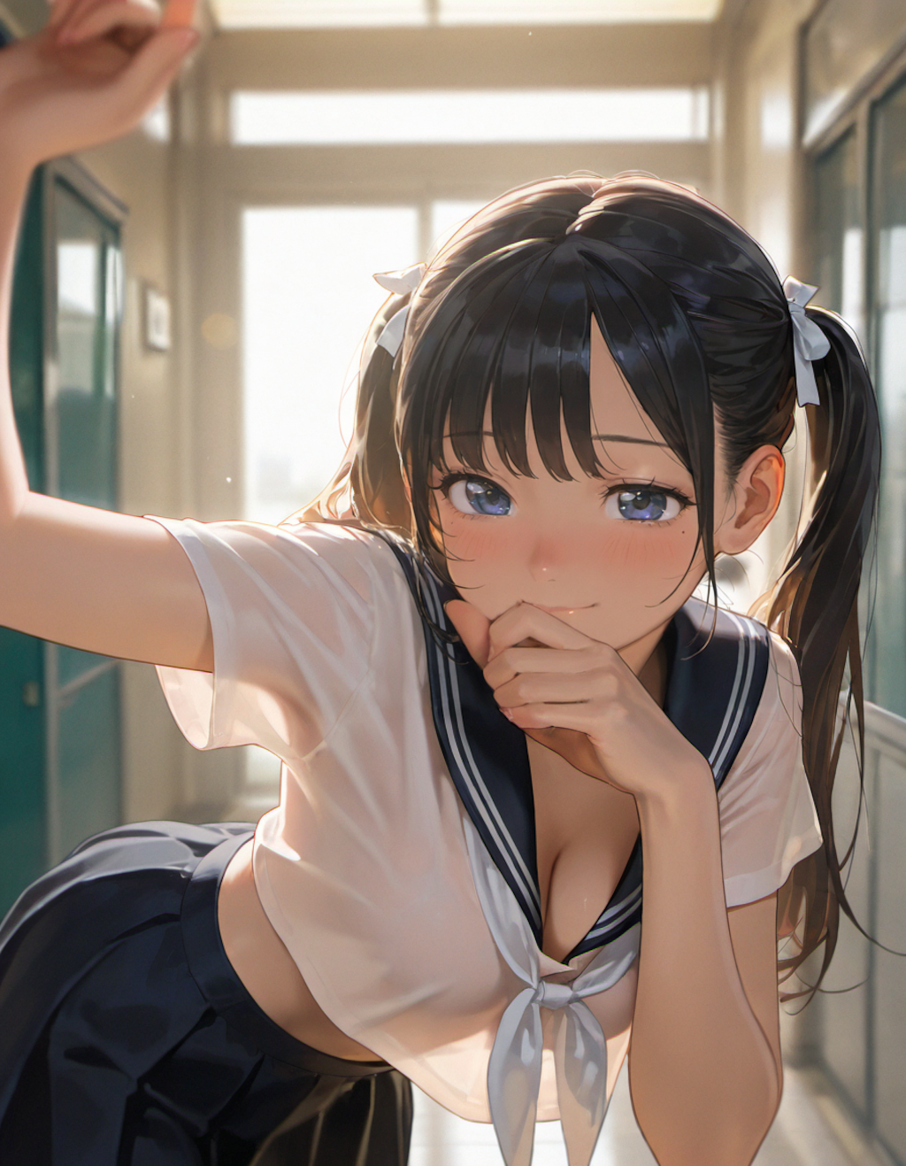 セーラー服でポーズ