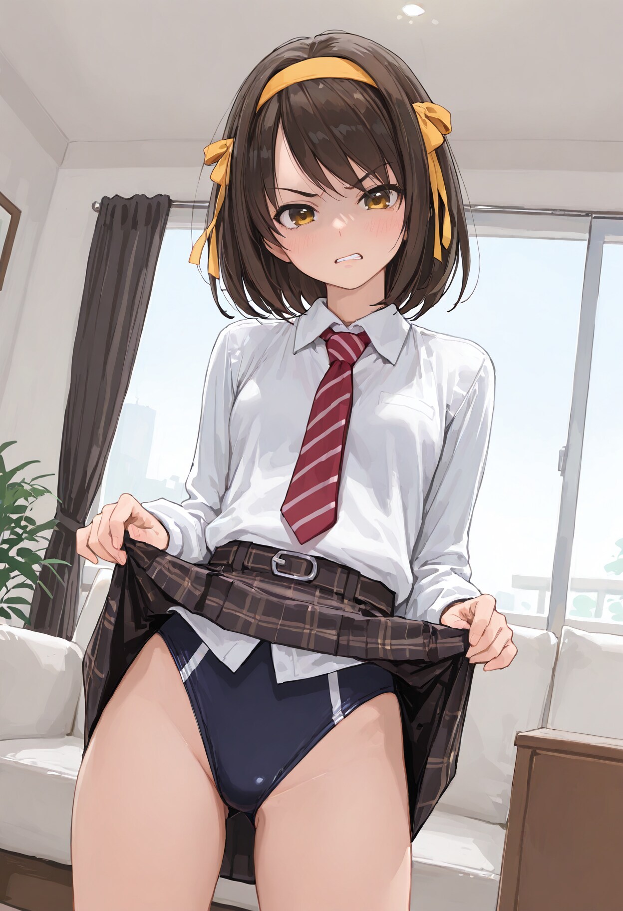 嫌な顔してたくし上げハルヒ