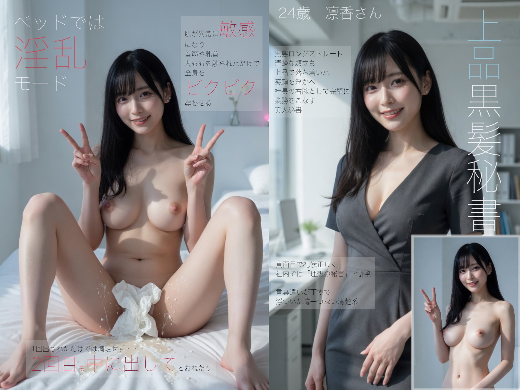 上品黒髪秘書はベッドでは中出し大好き🍼💕