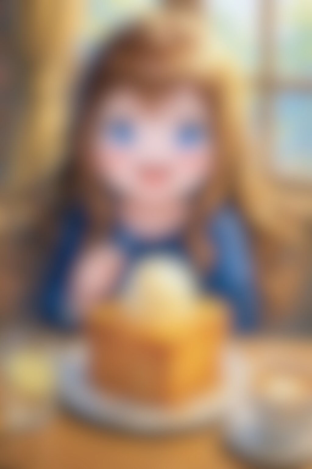 ハニートーストを食べる小さな女の子