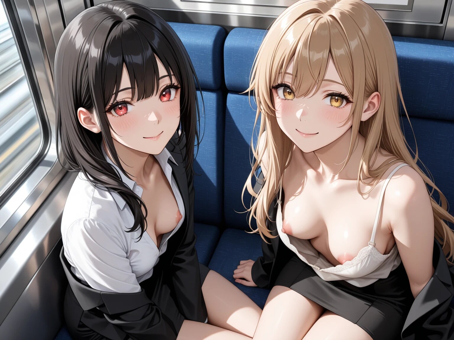 5枚：ダブル胸チラ、または透け乳