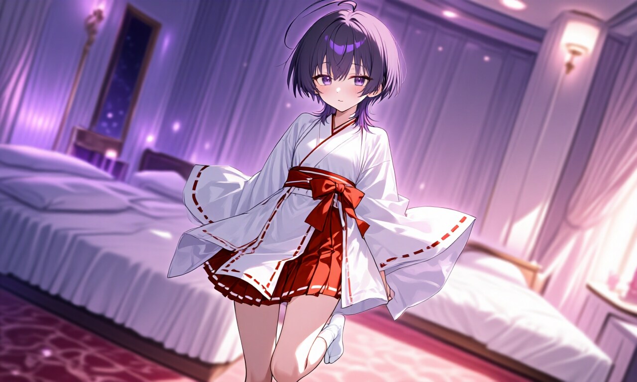 ミニスカ巫女服　プロンプト