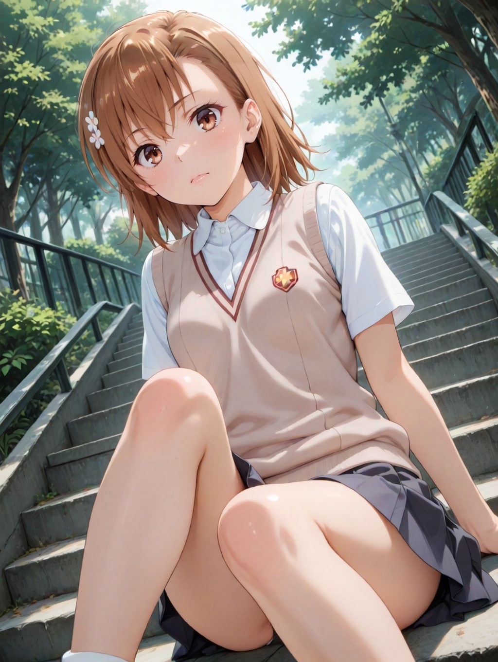 階段の途中の御坂美琴さん