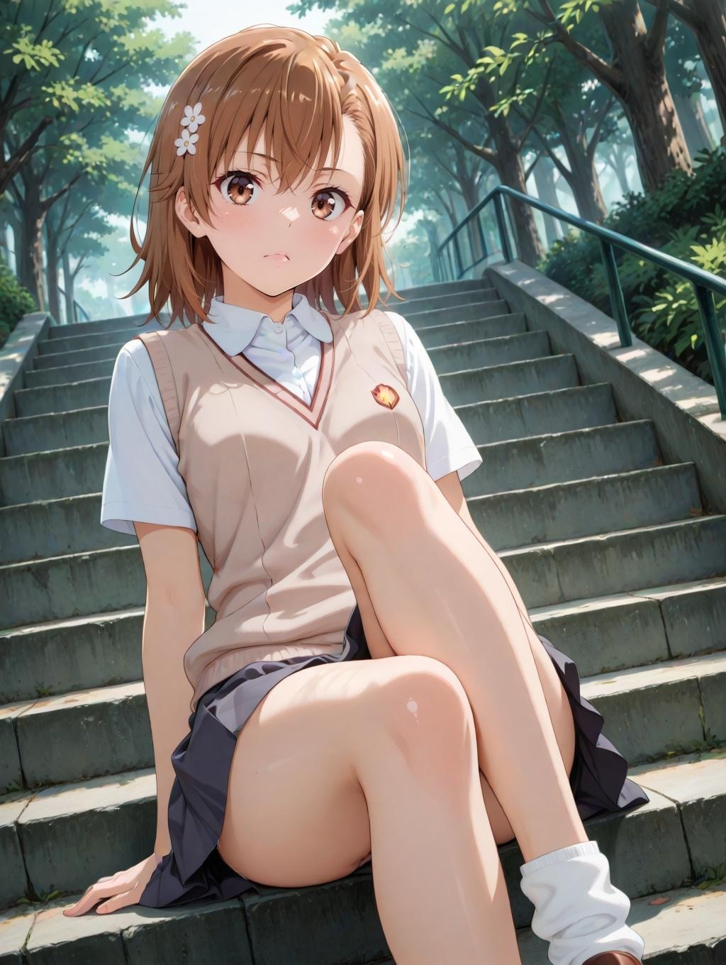 階段の途中の御坂美琴さん
