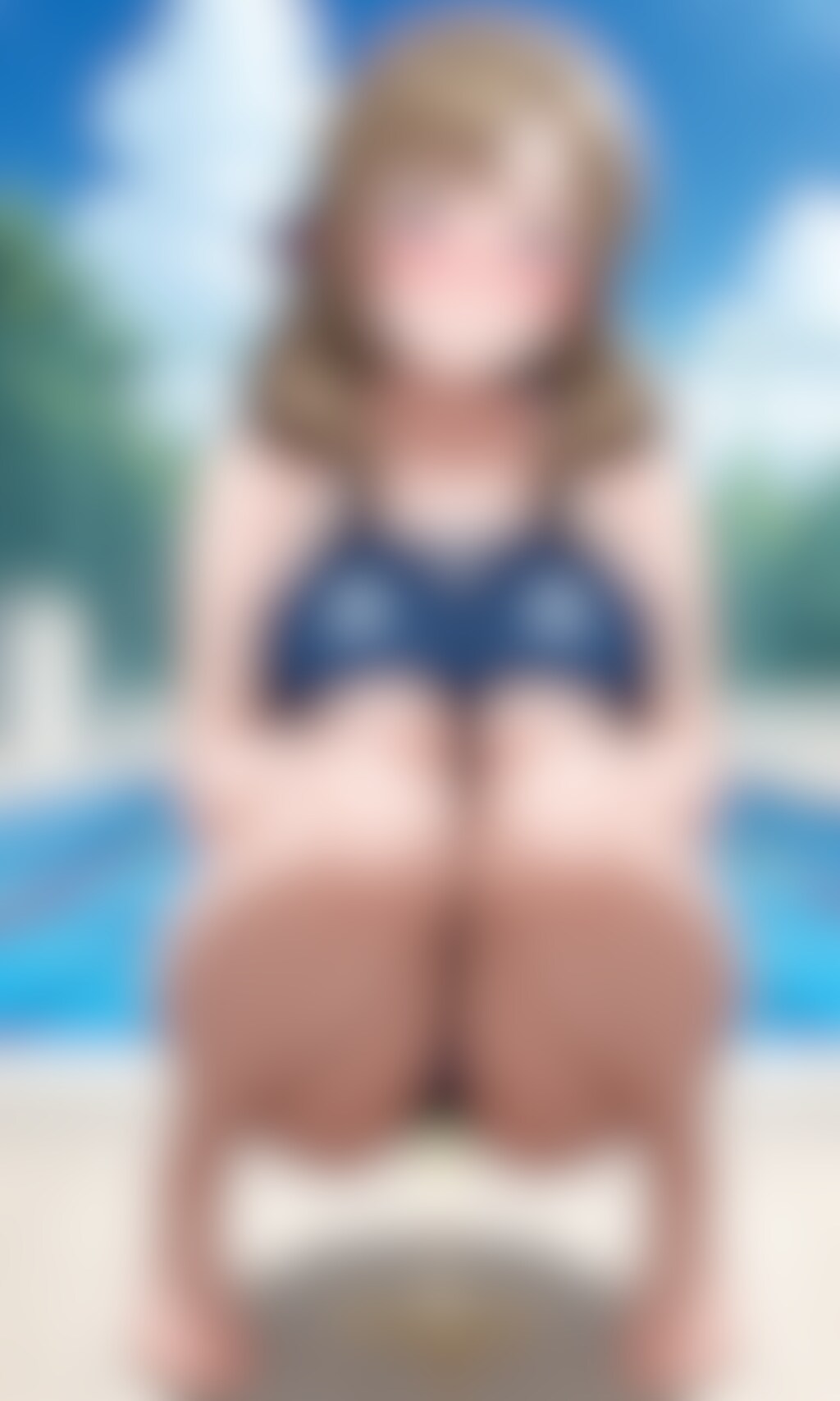 おしっこお漏らしチャレンジ【大〇真々子】(競泳タイプのスクール水着)