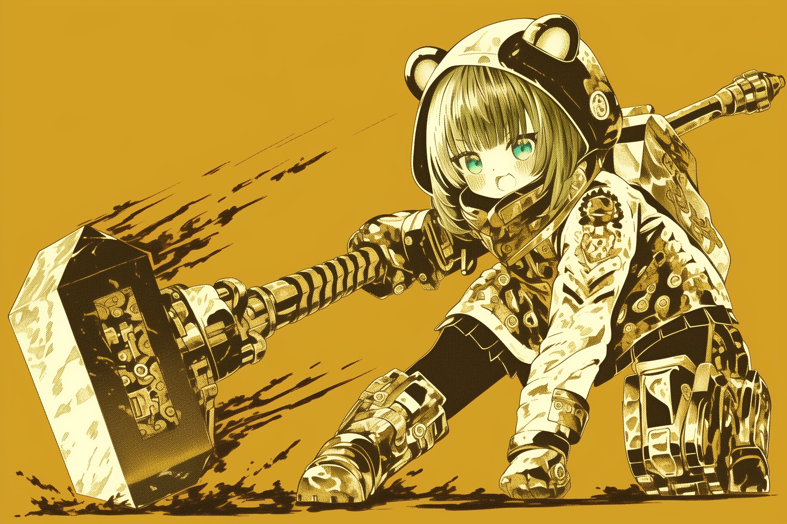 メカタヌキ娘×可変式ハンマー