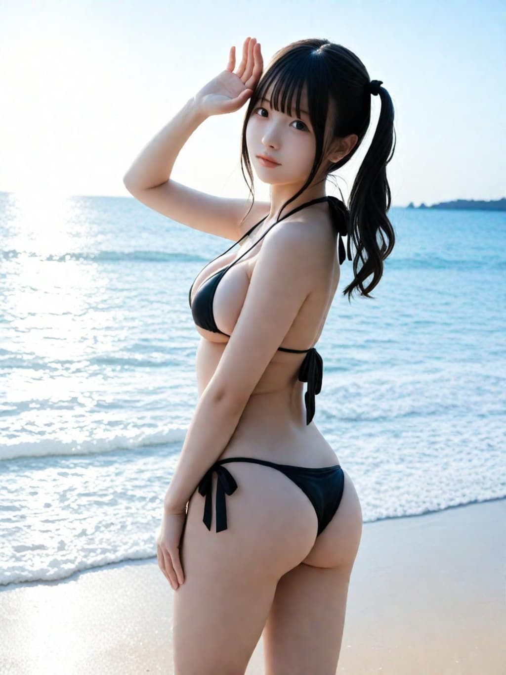 巨乳の黒マイクロビキニ　01