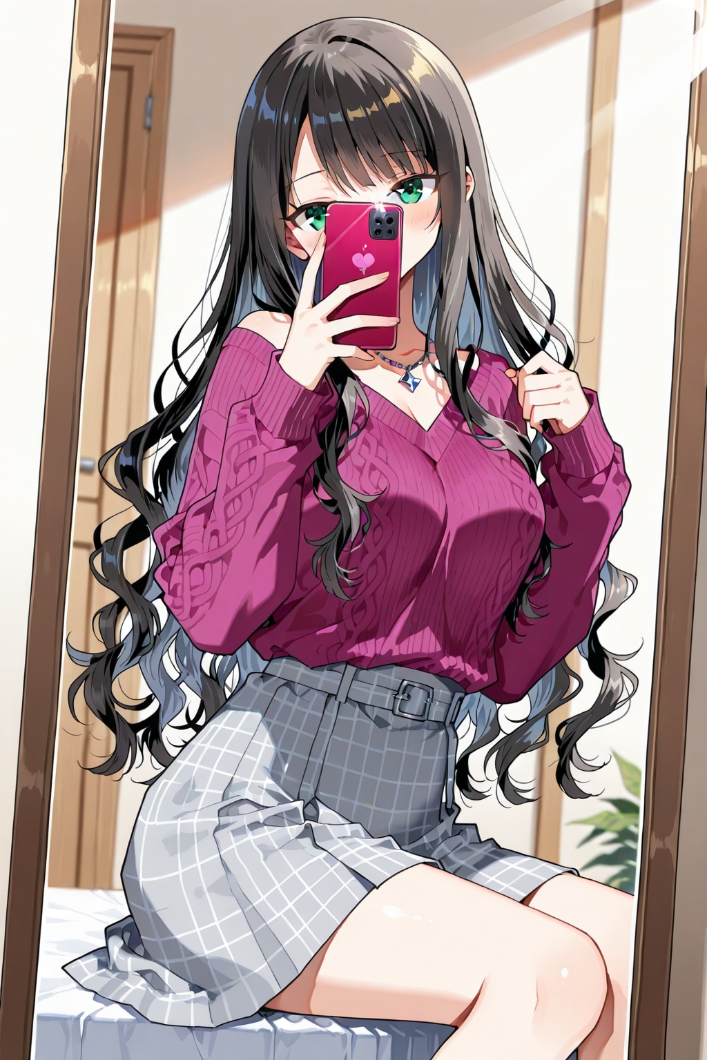 20260112【5枚】鏡越しに自撮りをする女性