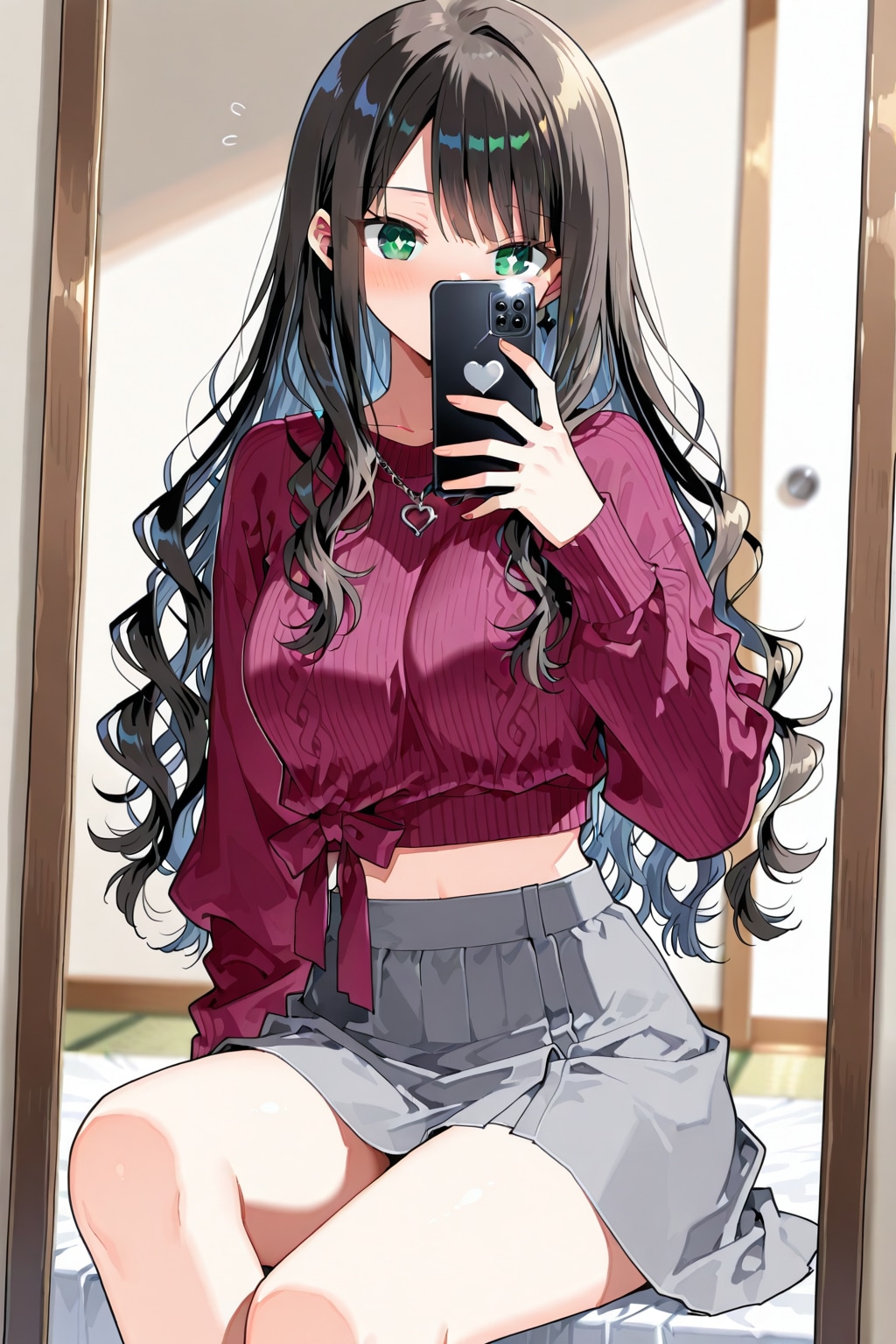 20260112【5枚】鏡越しに自撮りをする女性