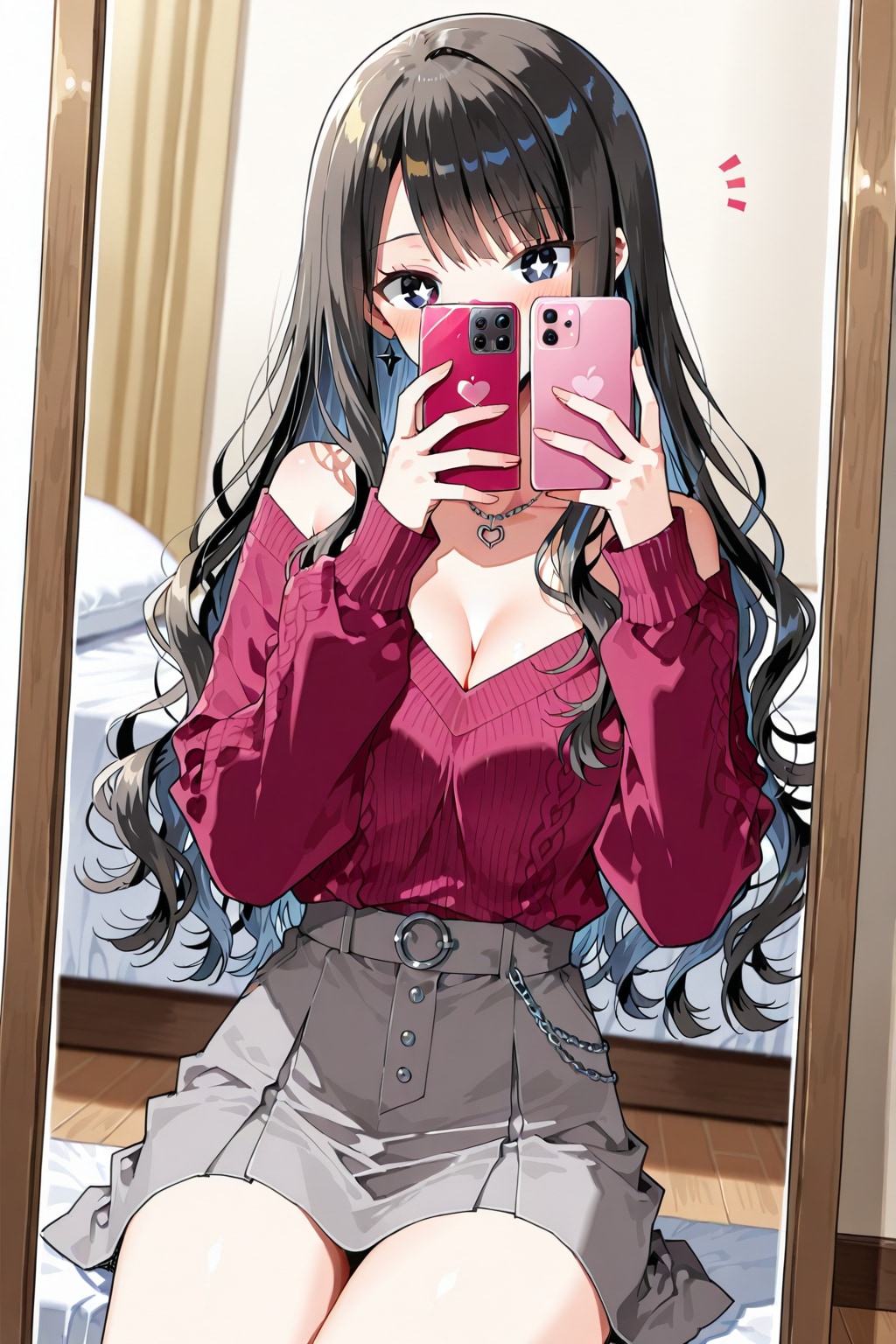 20260112【5枚】鏡越しに自撮りをする女性