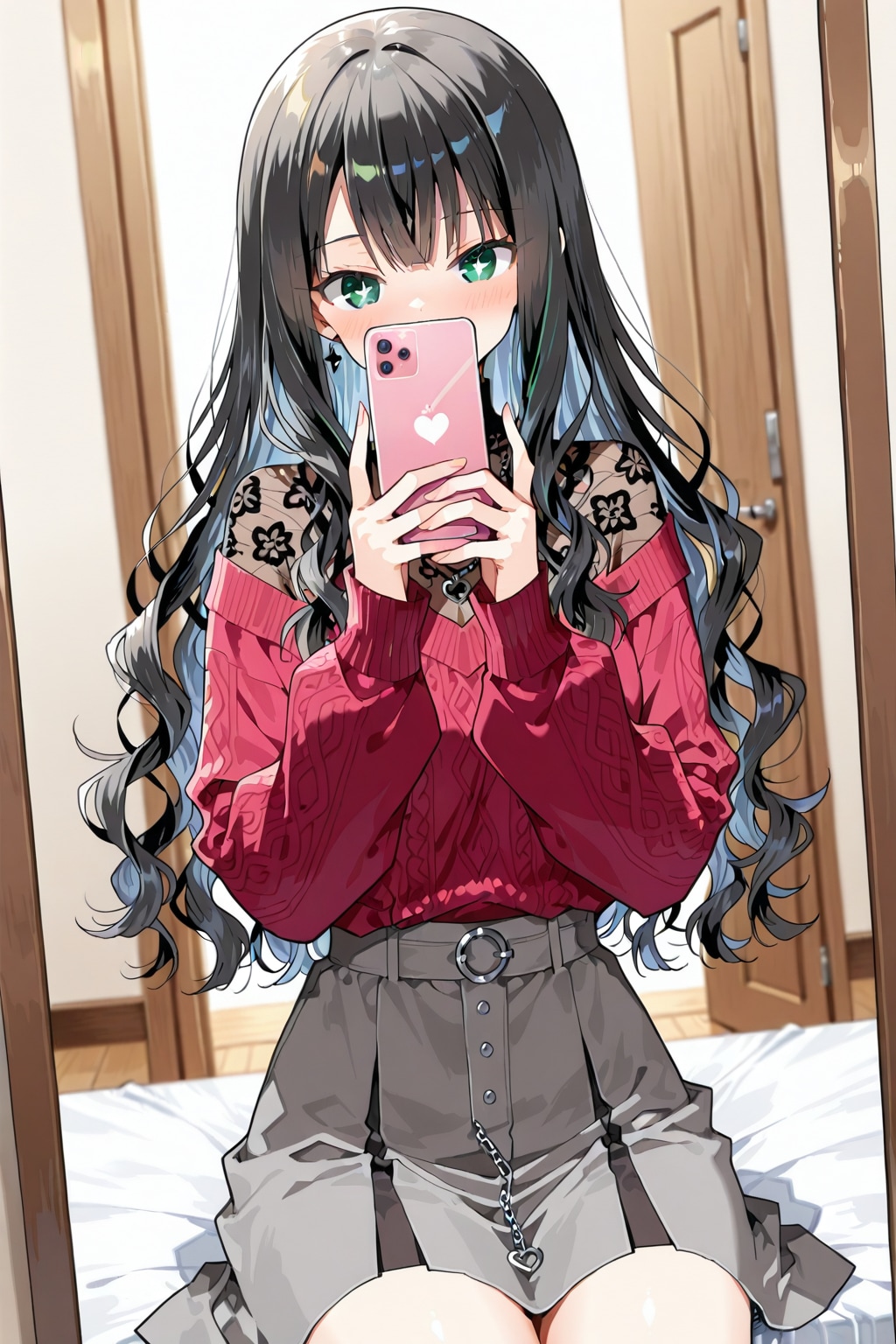 20260112【5枚】鏡越しに自撮りをする女性