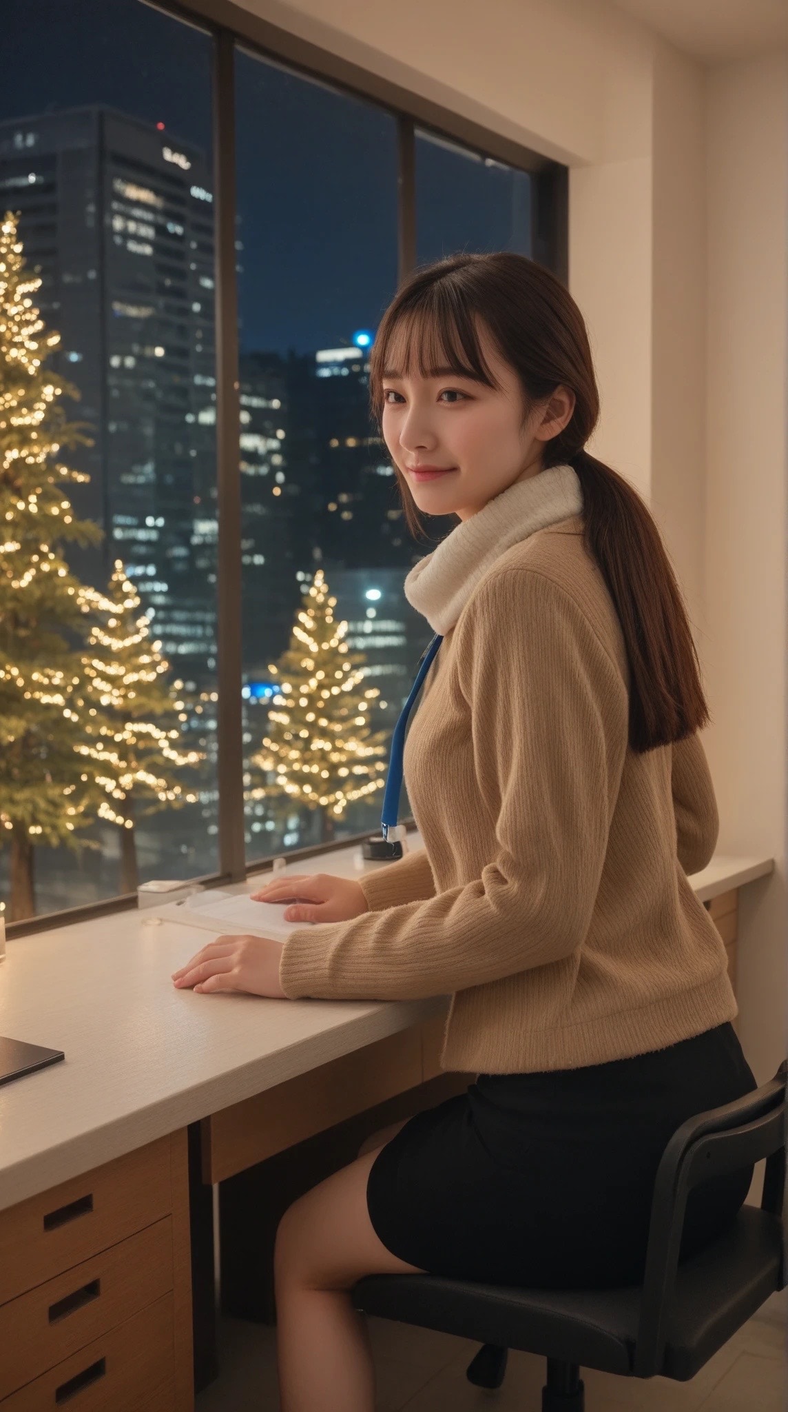 イルミネーションの見えるオフィスで🩷