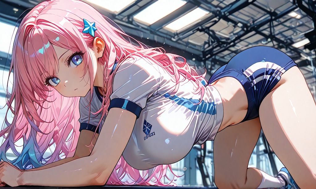 体操服でストレッチ