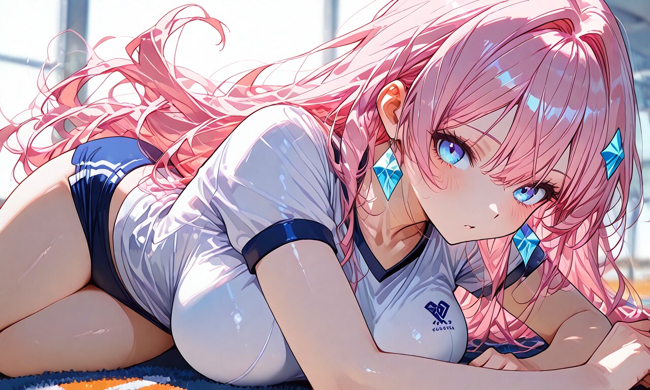体操服でストレッチ
