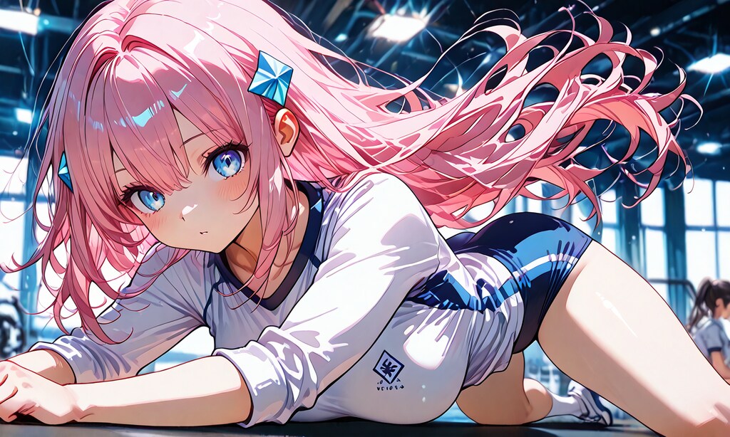 体操服でストレッチ