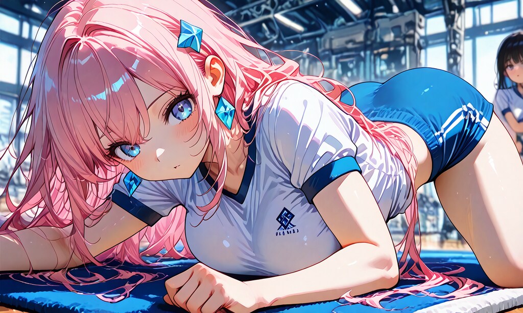 体操服でストレッチ