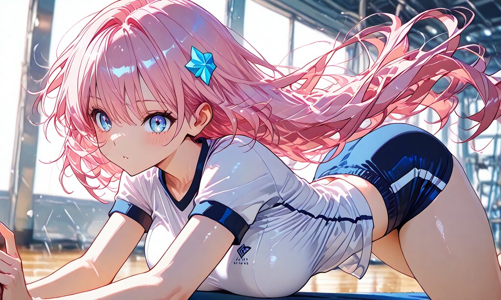 体操服でストレッチ