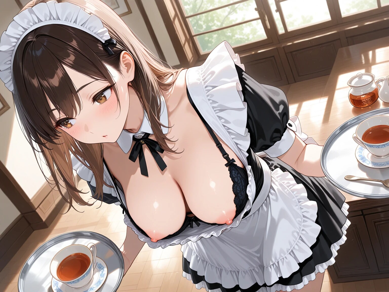 40枚:胸チラはみ乳メイド