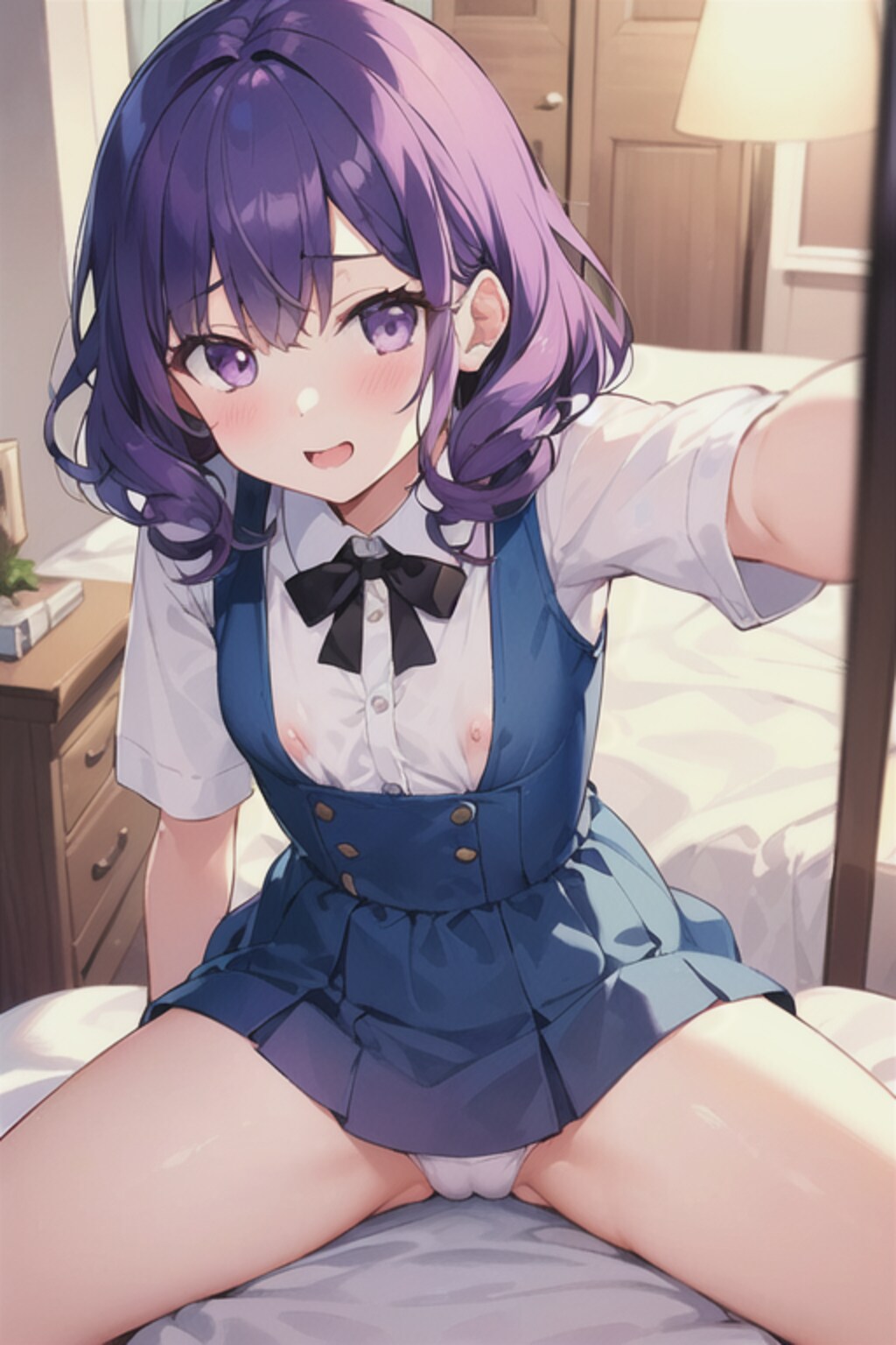 紫セミロングの女の子