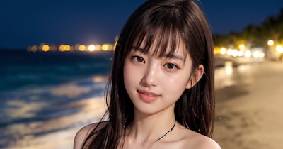 【33枚】夜の海ヌード No.2