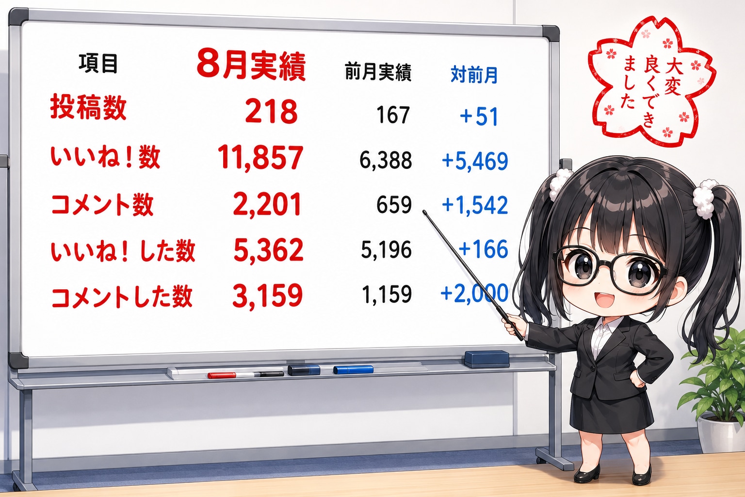 8月の活動結果を報告します！